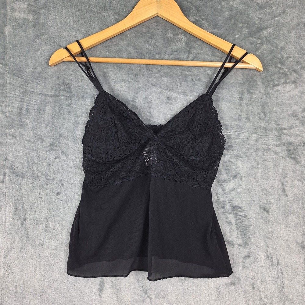 Womens Top Medium Black Whimsigoth Fairy‎ Grunge Floral Lace Coquette Babydoll